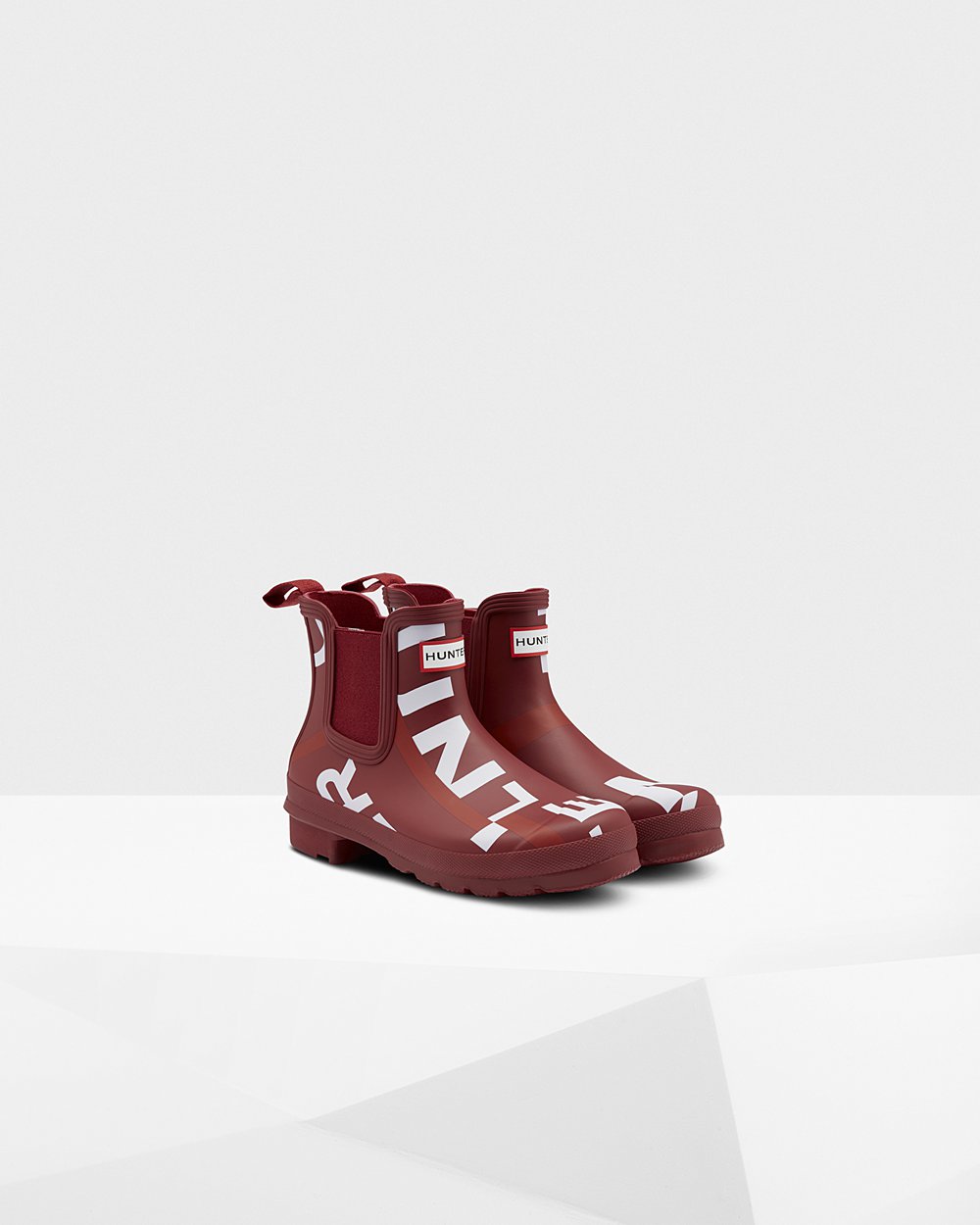 Botas Chelsea Hunter Mujer - Original Exploded Logo - Grises Rojos - KQEZWCP-90